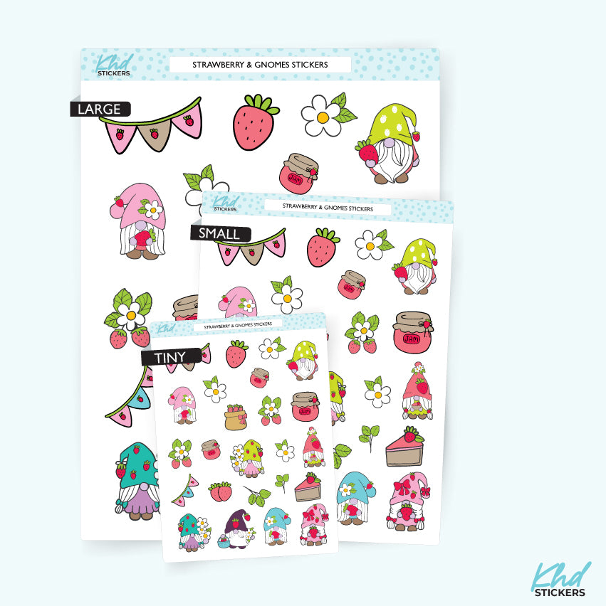 Strawberry & Gnomes Stickers Small