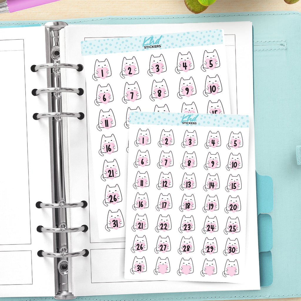 Cute Cat Date Cover Planner Stickers Small