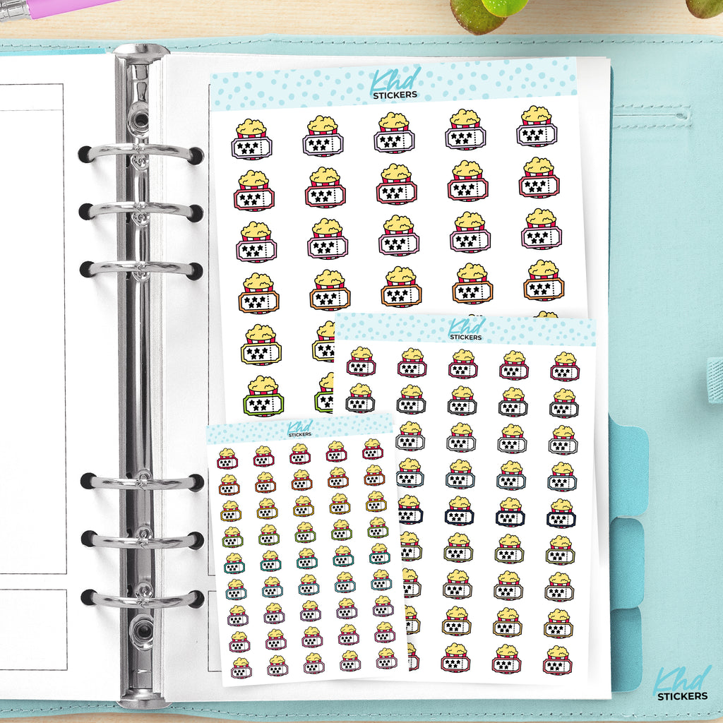 Movie and Popcorn Planner Stickers Small