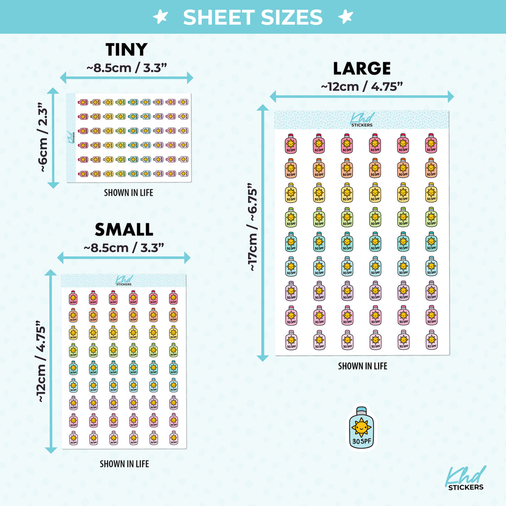 SPF Sunscreen Planner Sticker icons Small