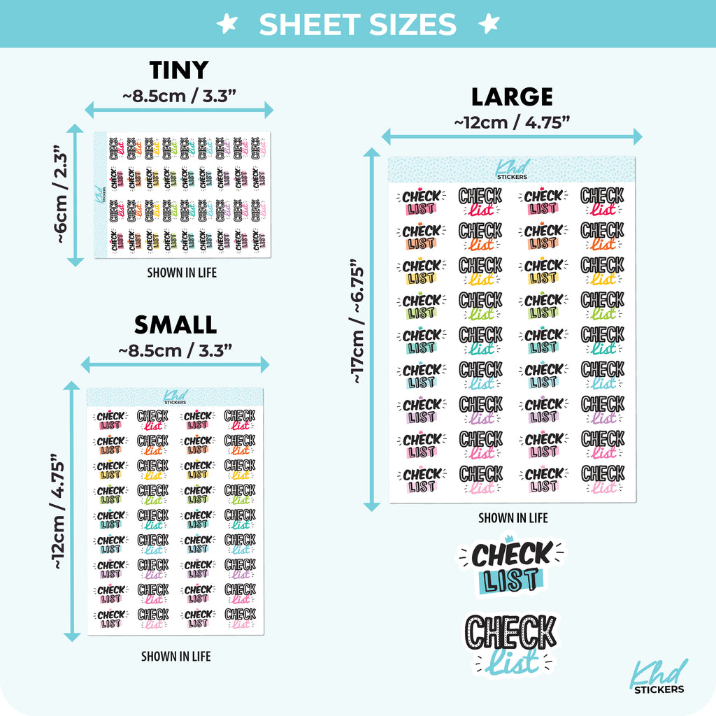 Checklist planner stickers Small