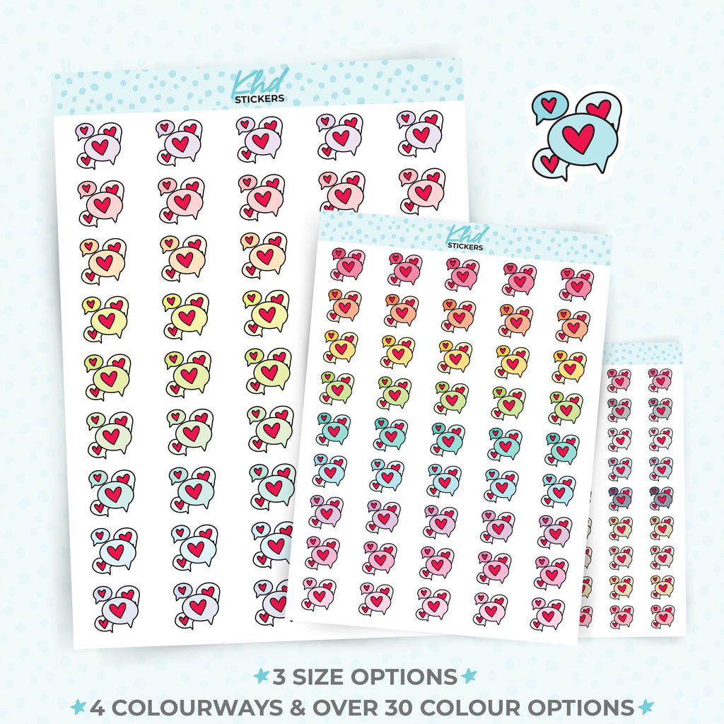 Heart Bubble Icons Planner Stickers Small