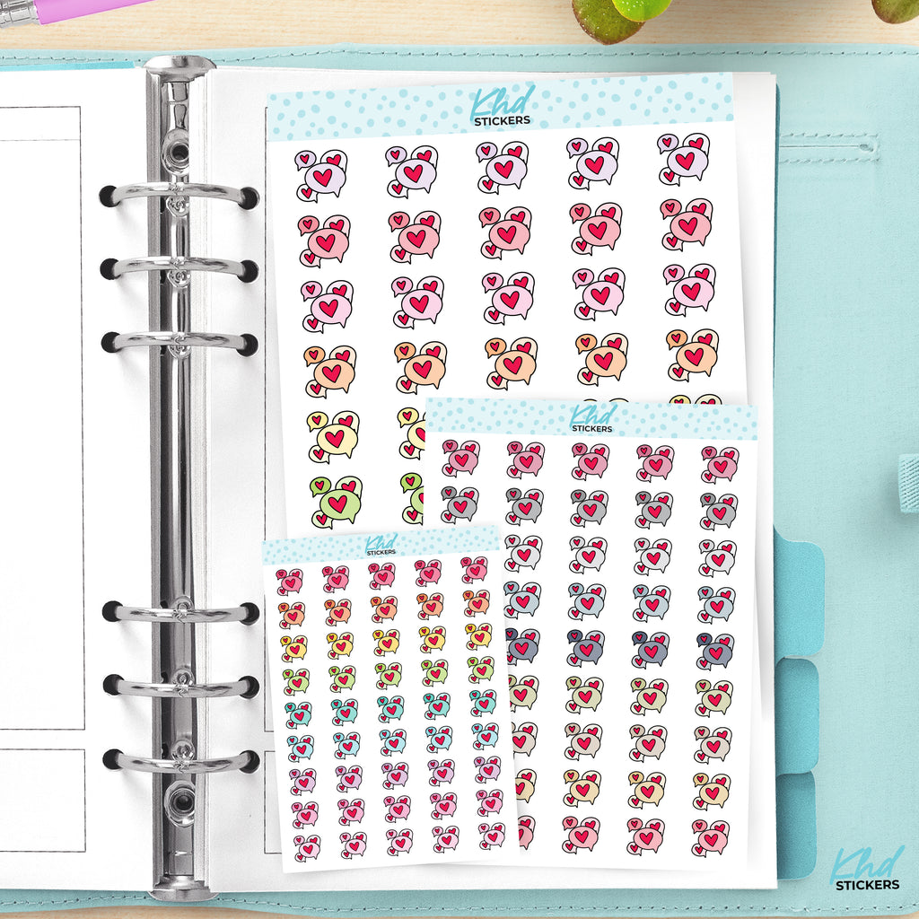 Heart Bubble Icons Planner Stickers Small