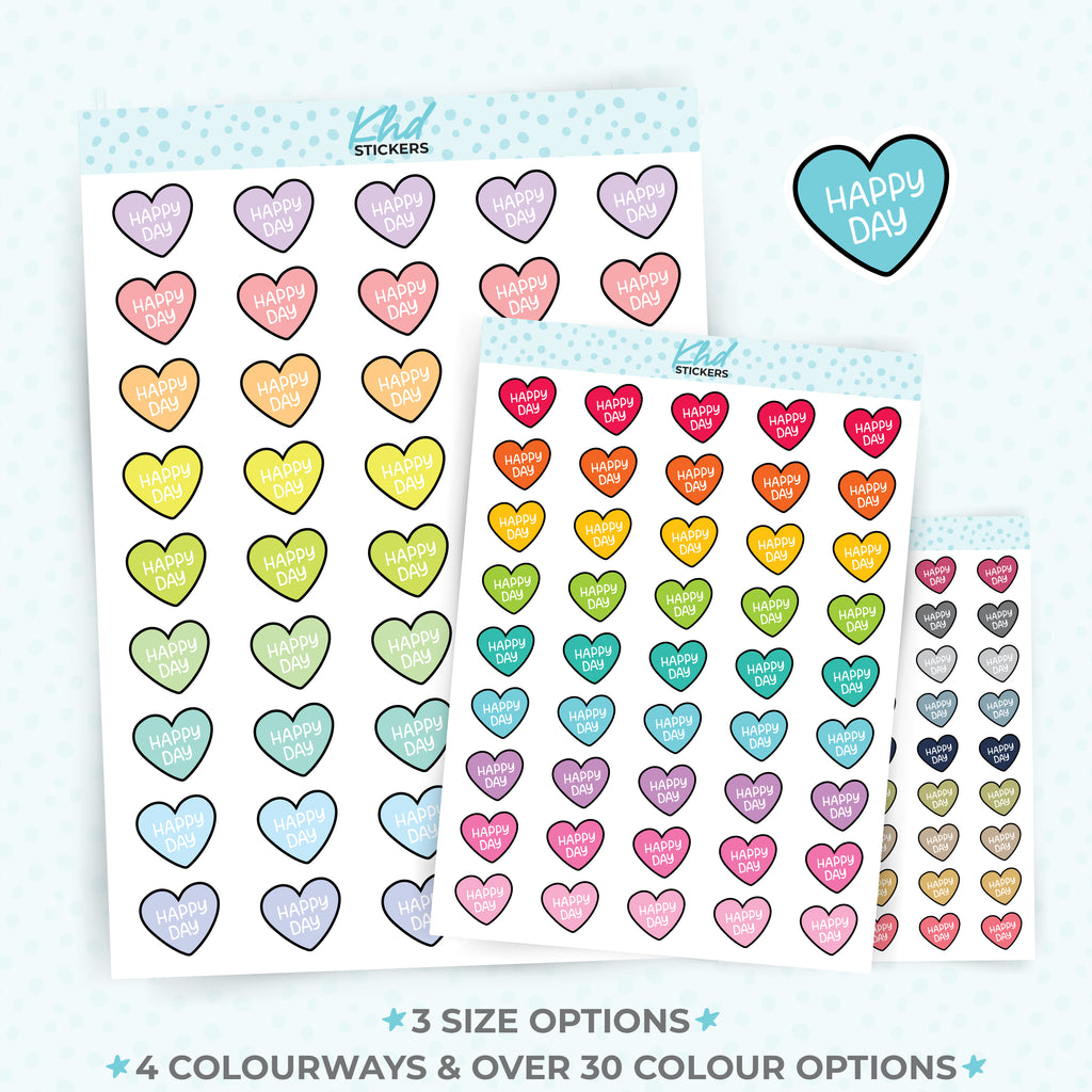 Happy Day Heart Planner Stickers Small