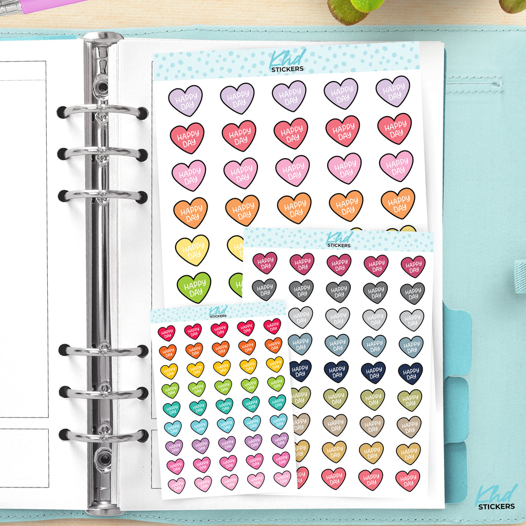 Happy Day Heart Planner Stickers Small