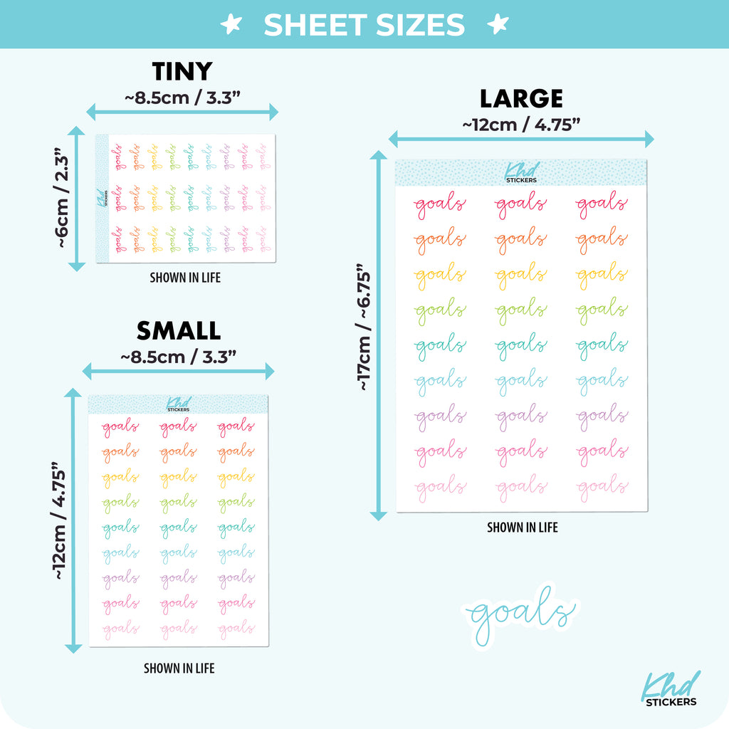 Goals Script Planner Stickers Small