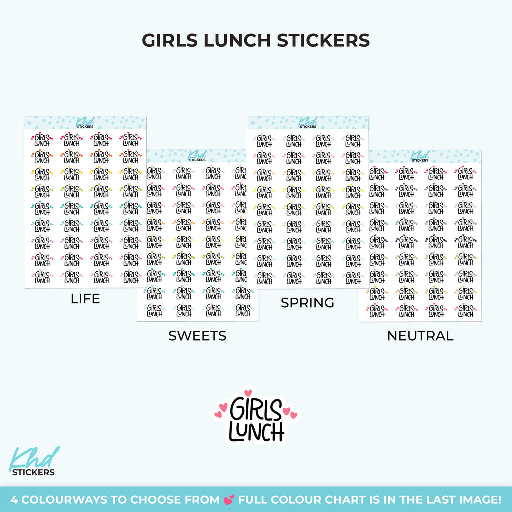 Girls Lunch Planner Stickers Small