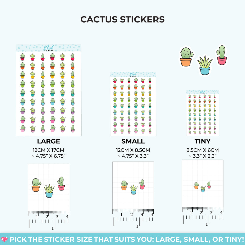 Cactus Pot Plant Stickers Small / LIFE