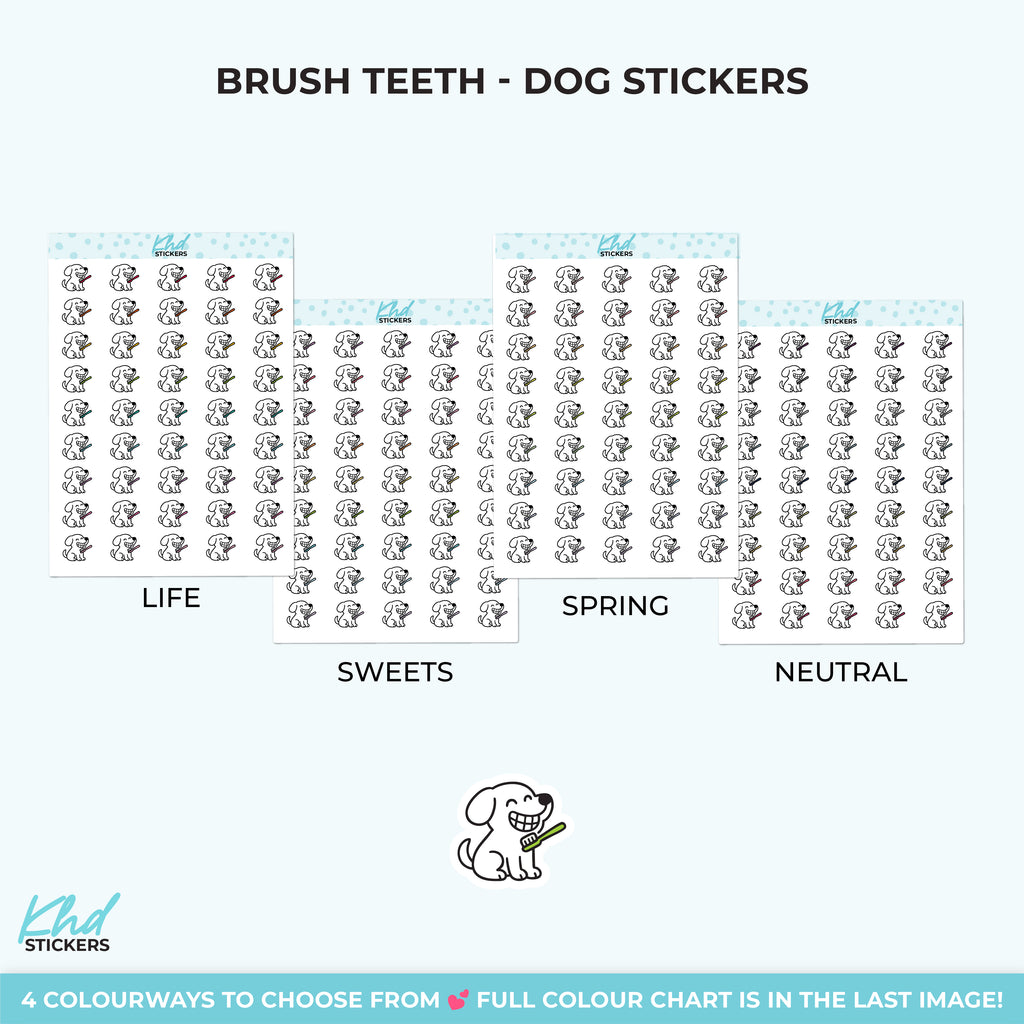 Brush Dog Teeth Stickers Small / LIFE