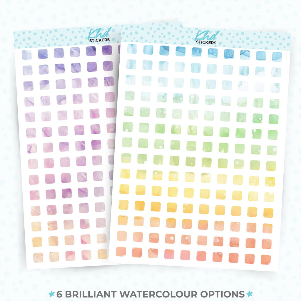 Watercolour Squares Planner Stickers Aurora