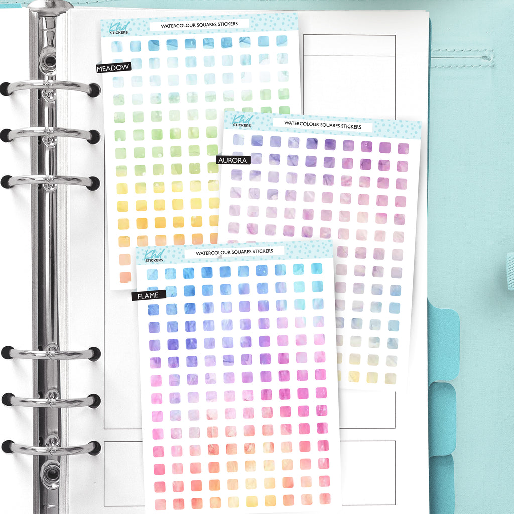 Watercolour Squares Planner Stickers Aurora