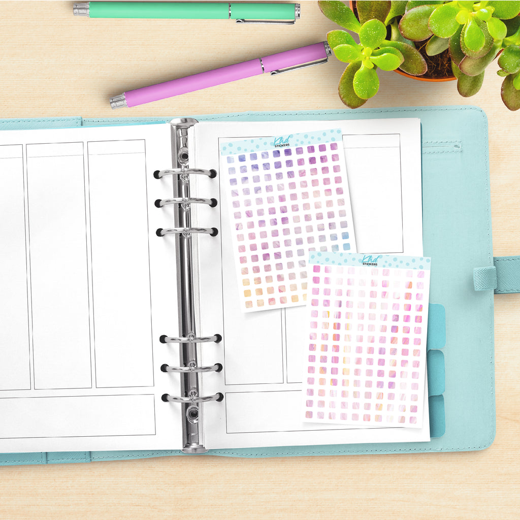 Watercolour Squares Planner Stickers Aurora