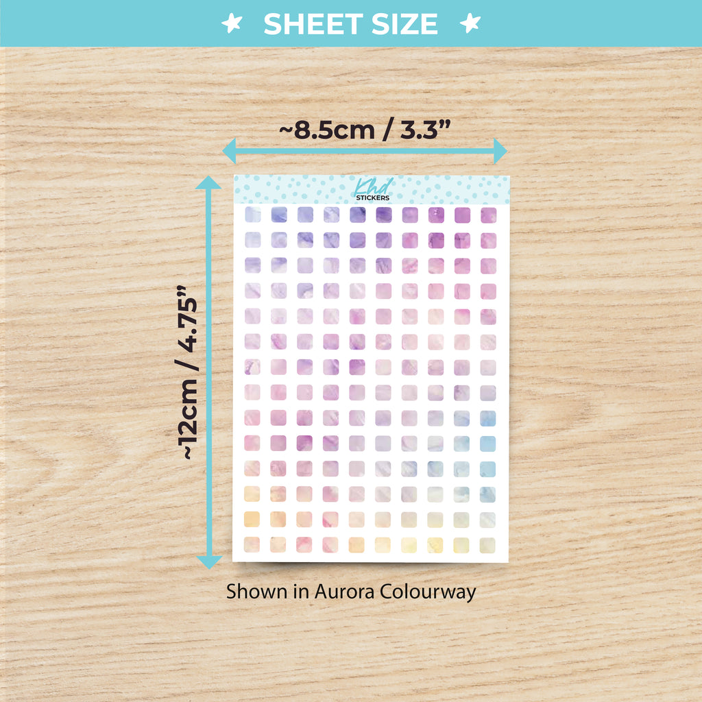 Watercolour Squares Planner Stickers Aurora