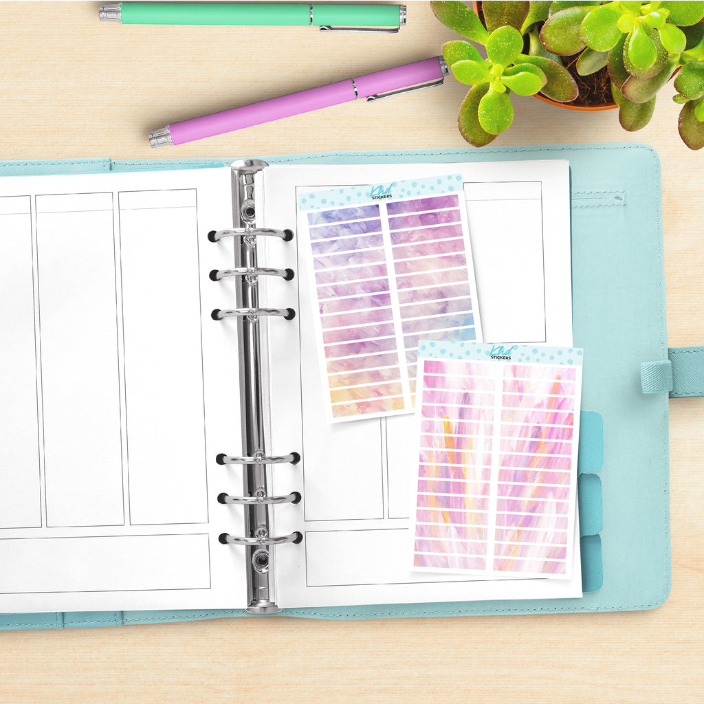 Watercolour Header Strips Planner Stickers Aurora