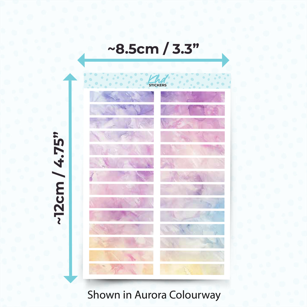 Watercolour Header Strips Planner Stickers Aurora