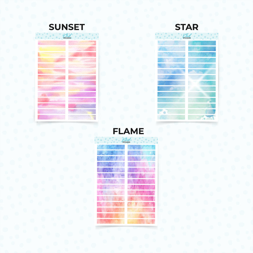 Watercolour Header Strips Planner Stickers Aurora