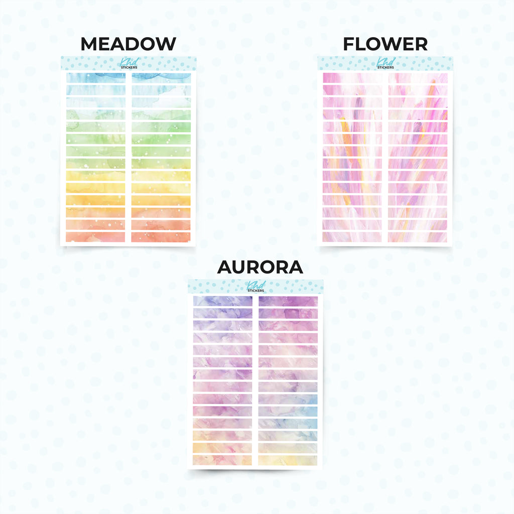 Watercolour Header Strips Planner Stickers Aurora