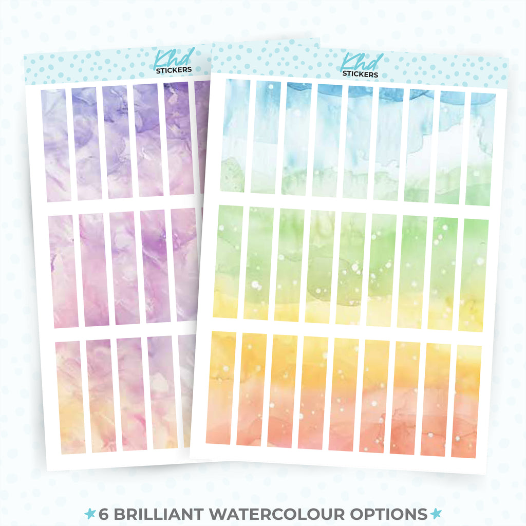 Watercolour Small Header Strips / Boxes Planner Stickers Aurora