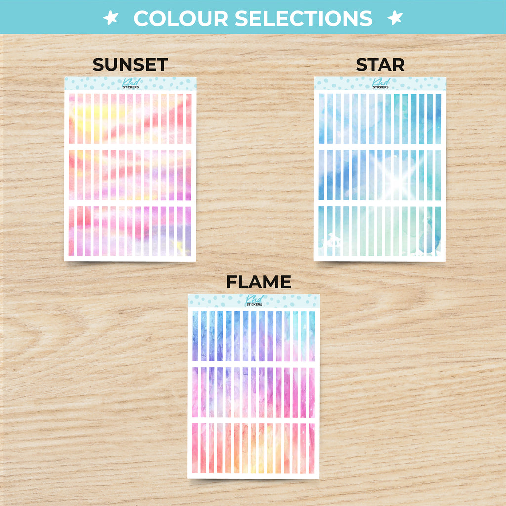 Watercolour Small Header Strips / Boxes Planner Stickers Aurora