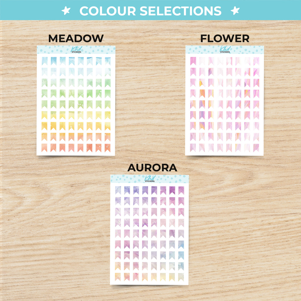 Watercolour Flags Planner Stickers Aurora