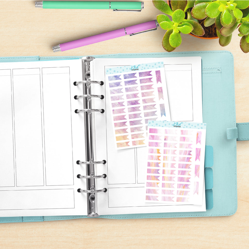 Watercolour Flags Planner Stickers Aurora