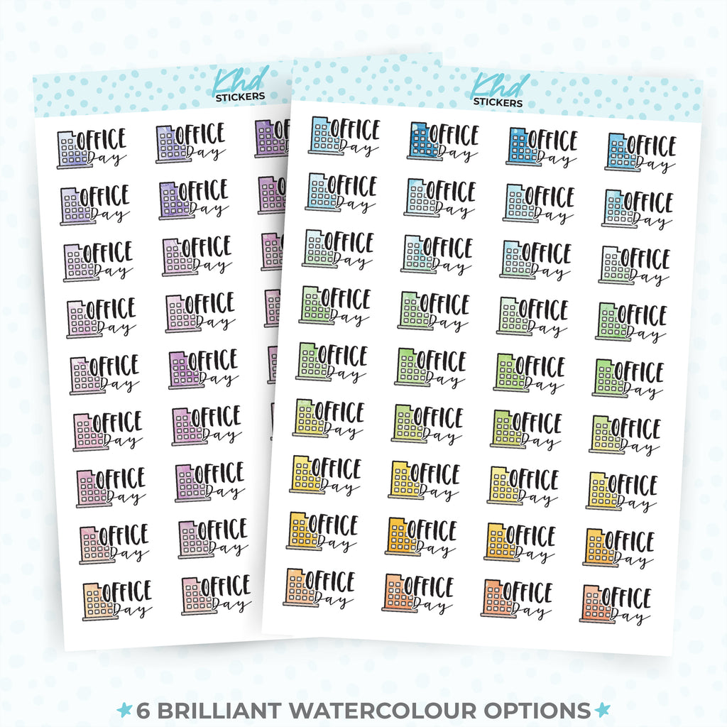 Watercolour Office Day Planner Stickers Aurora