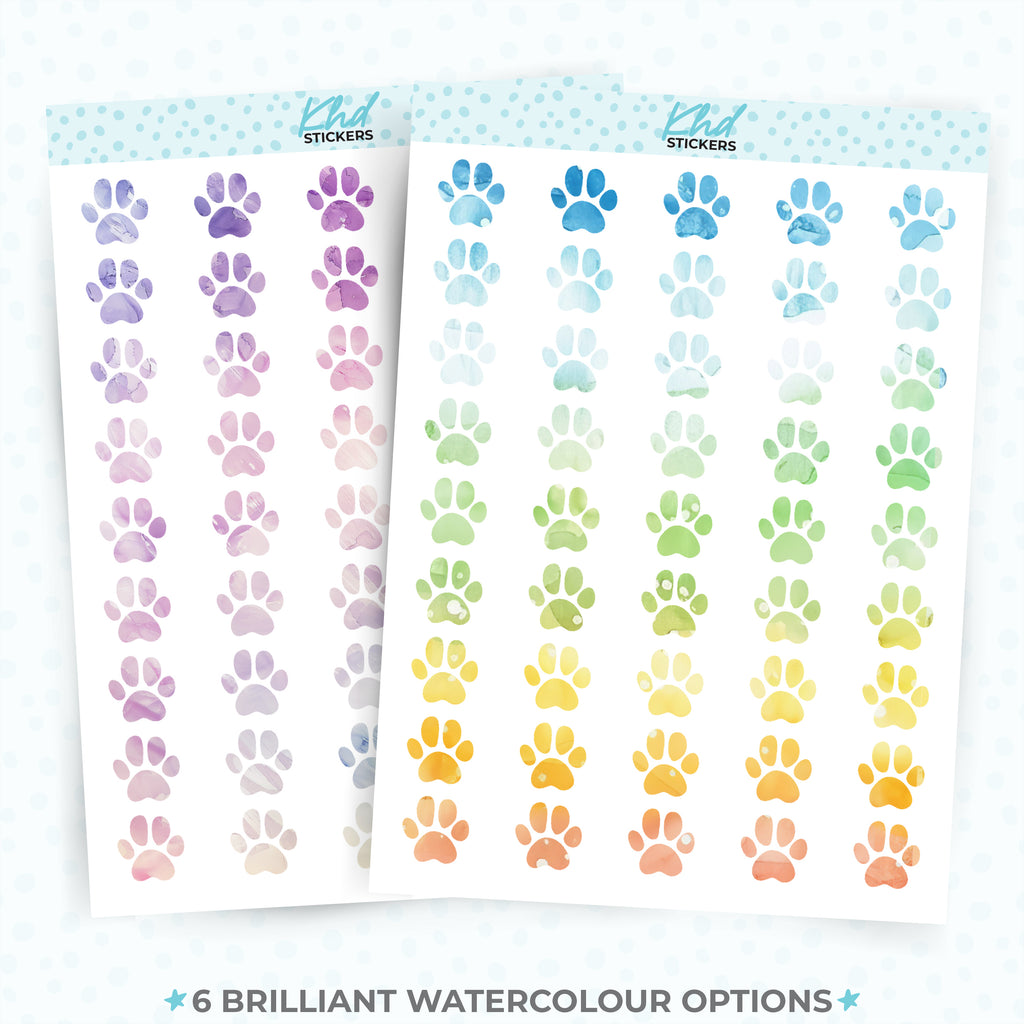 Watercolour Paw Prints Planner Stickers Aurora