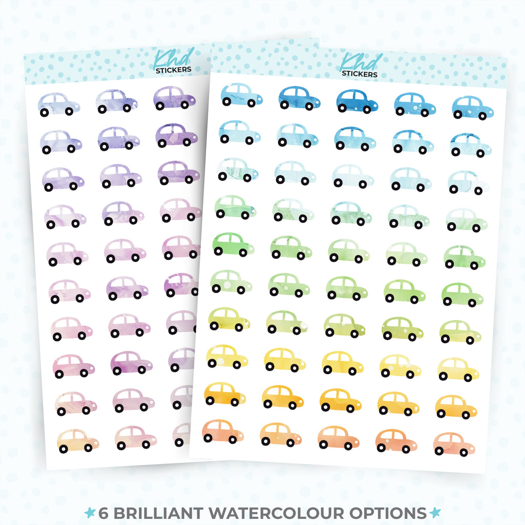 Watercolour Car Icons Planner Stickers Aurora