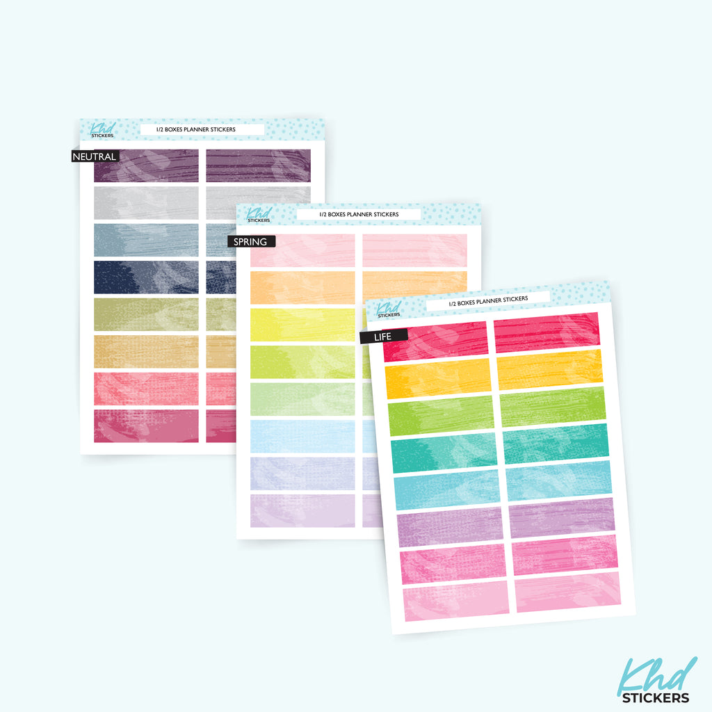 Watercolour Header Box Stickers – 1/2" height. Vinyl (Removable) / LIFE