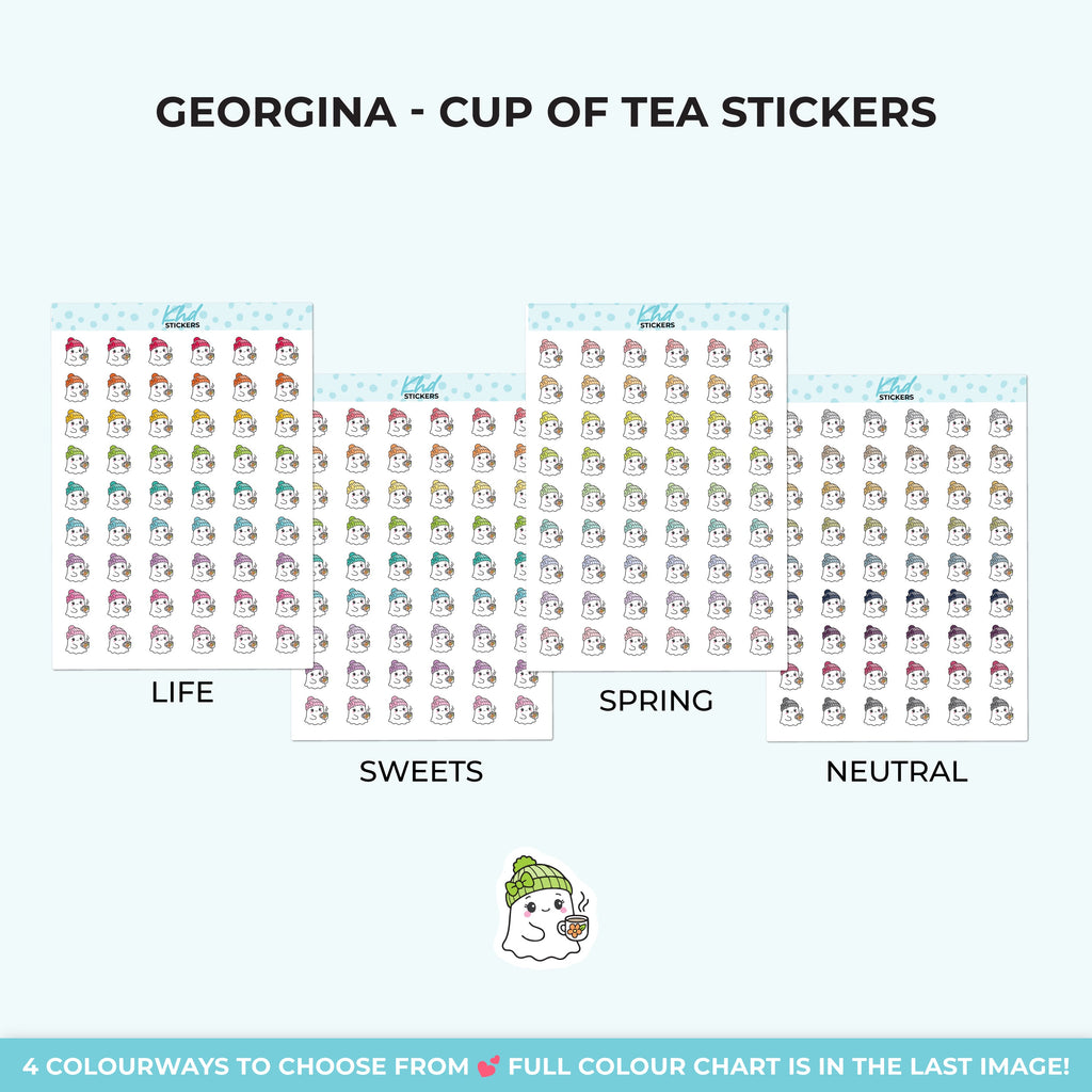 Georgina Ghost with a Cup of Tea Stickers