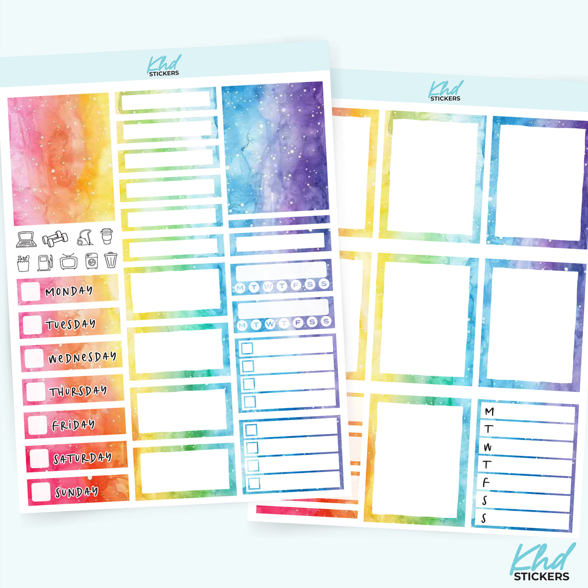 Standard Vertical 1.5" Planner Sticker Kit - Rainbow Wash – KHDStickers