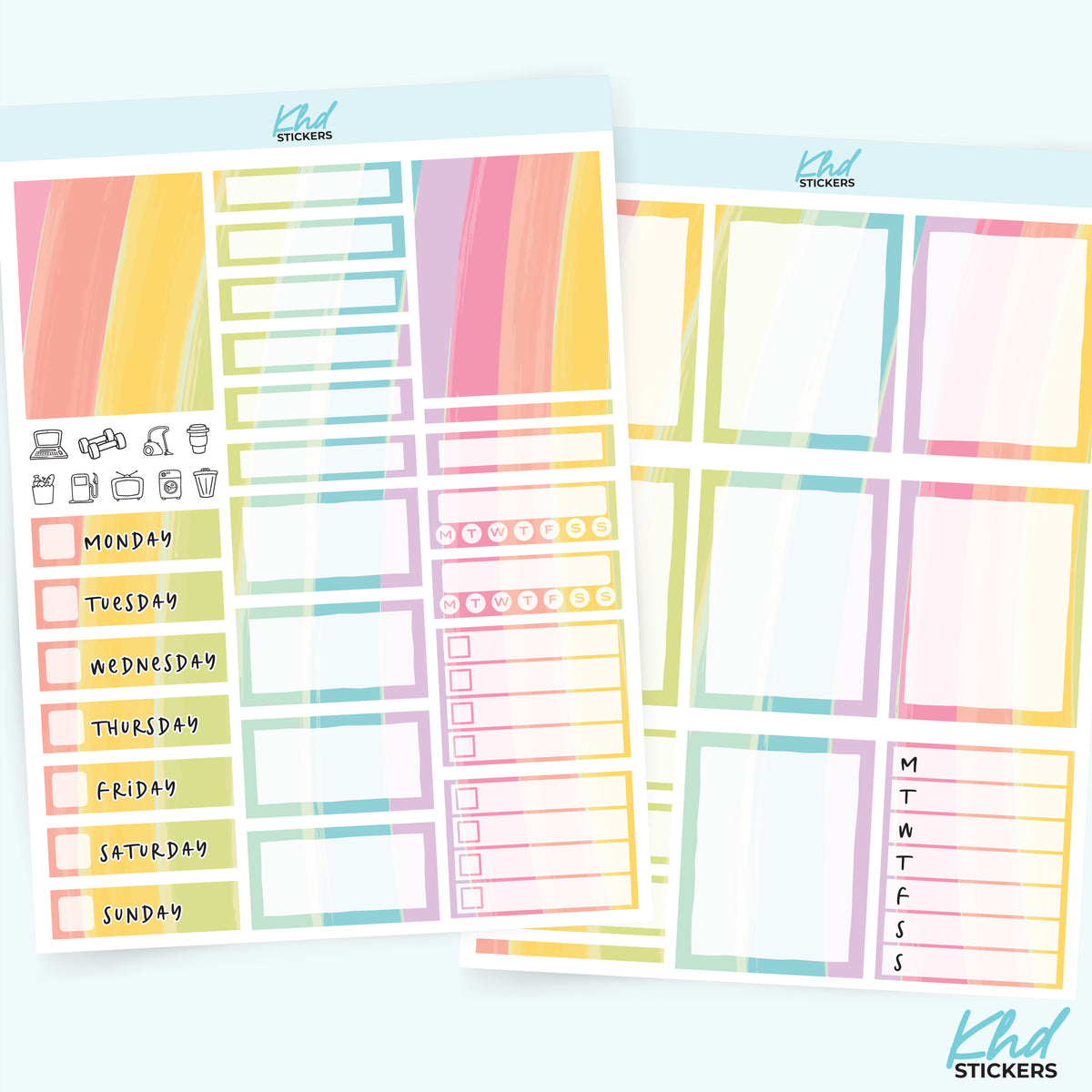 Standard Vertical 1.5" Planner Sticker Kit - Pastel Waves – KHDStickers