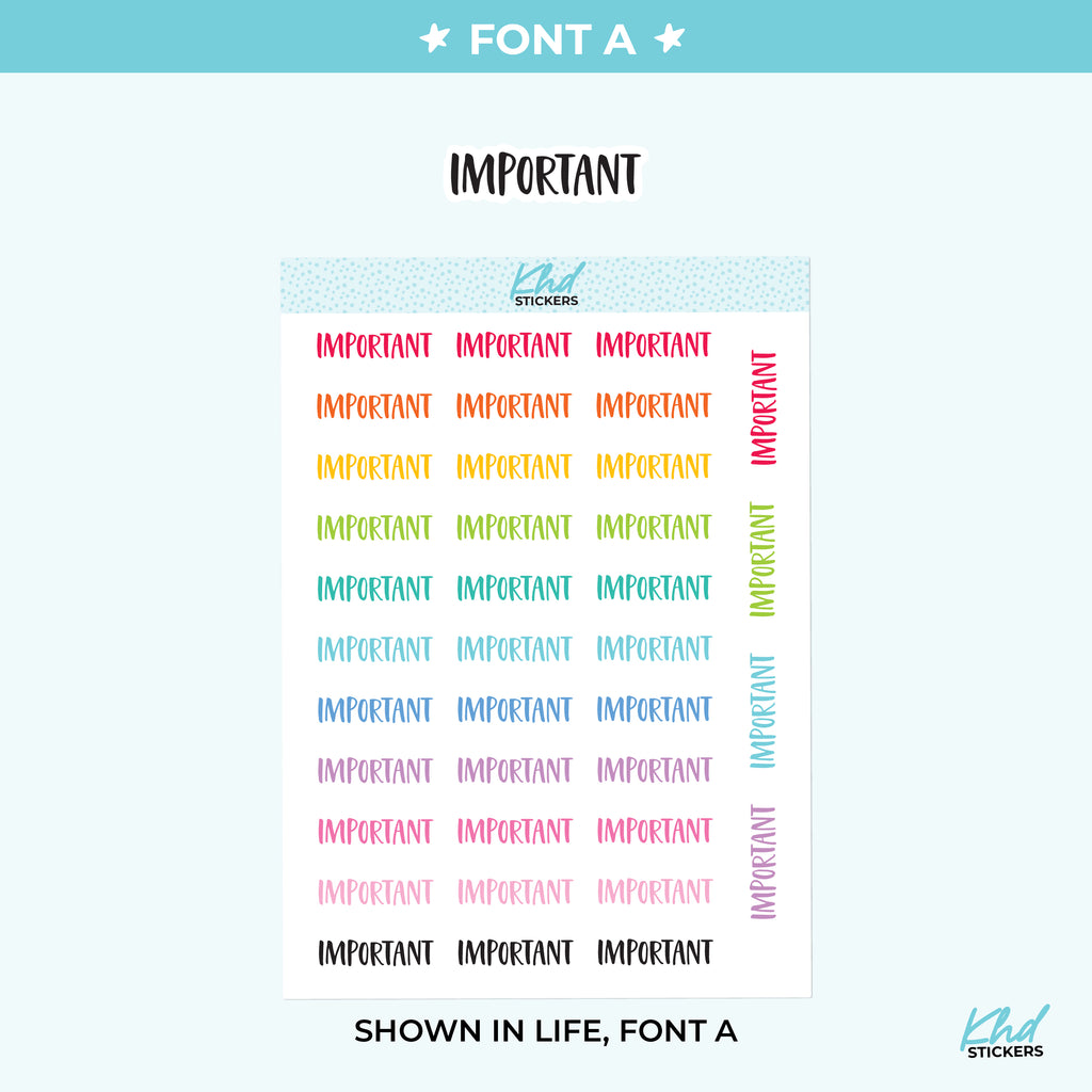 Important Planner Stickers Small