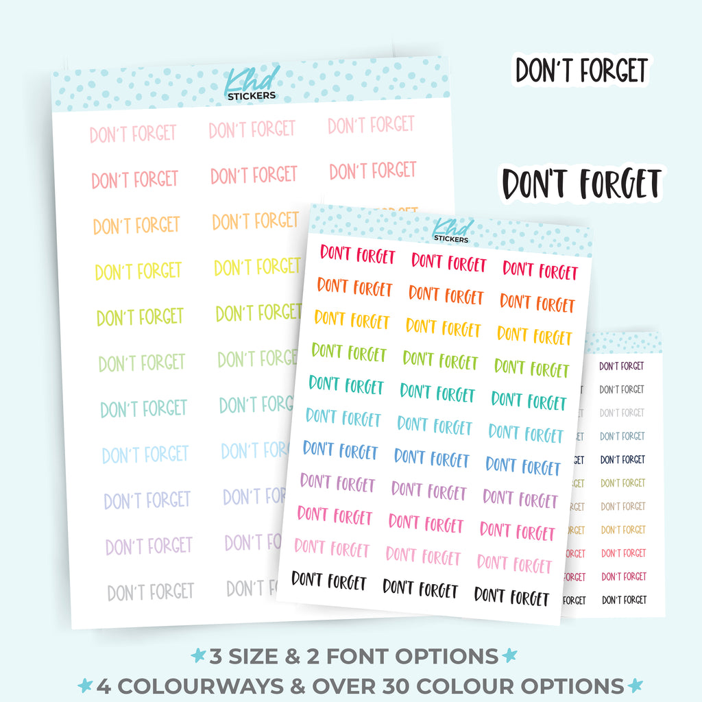 Don't Forget Planner Stickers Small