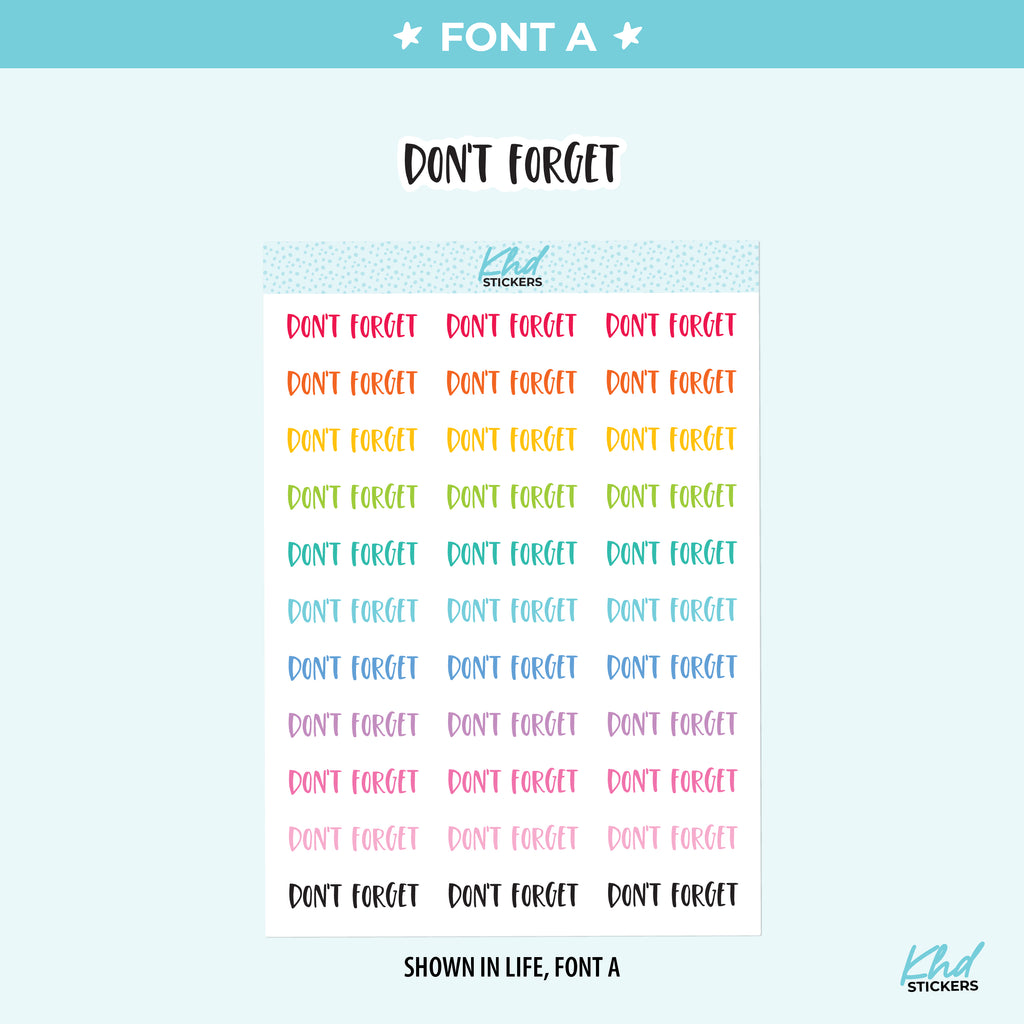 Don't Forget Planner Stickers Small