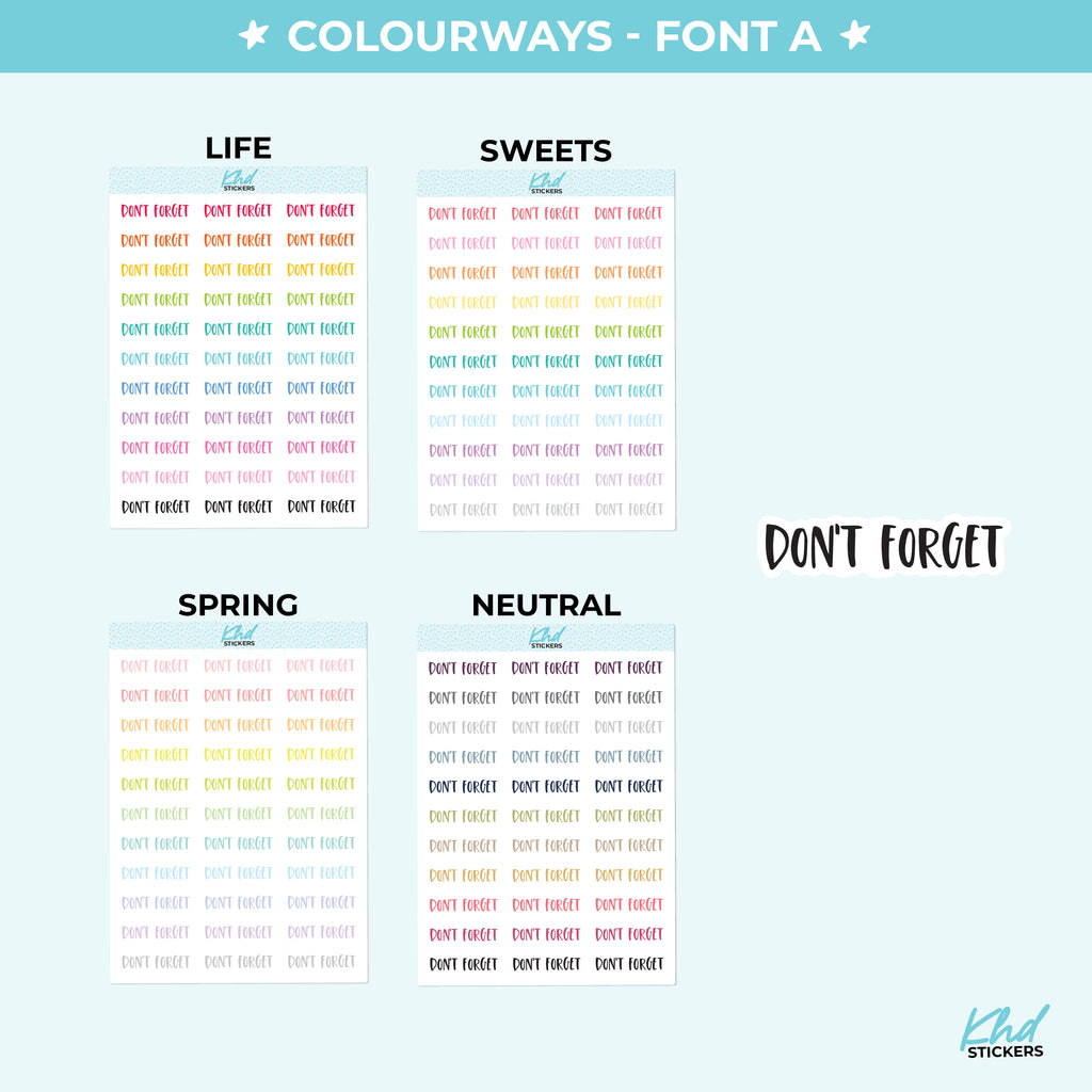 Don't Forget Planner Stickers Small