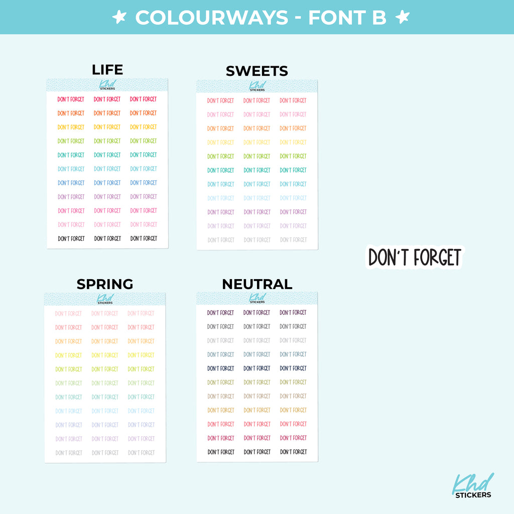 Don't Forget Planner Stickers Small