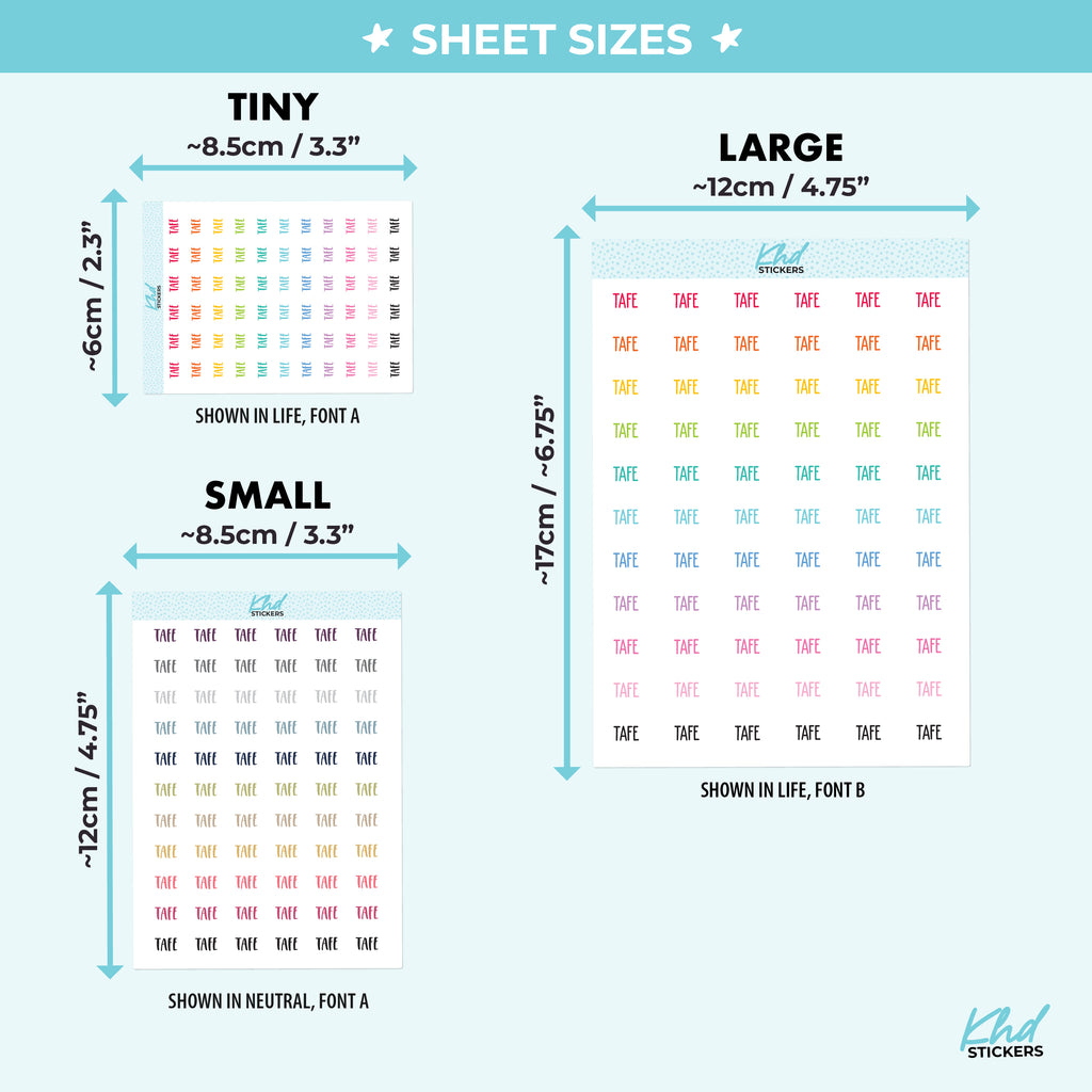 TAFE Planner Stickers Small