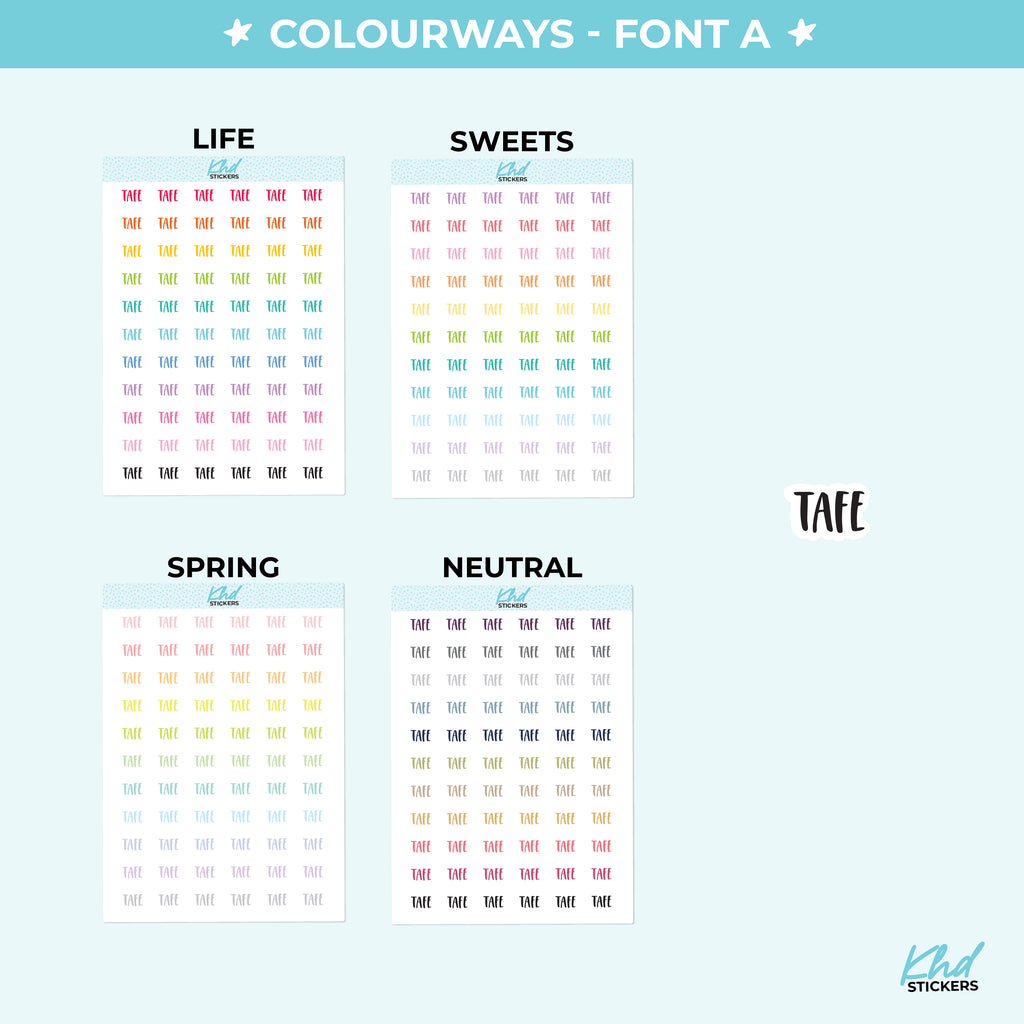 TAFE Planner Stickers Small