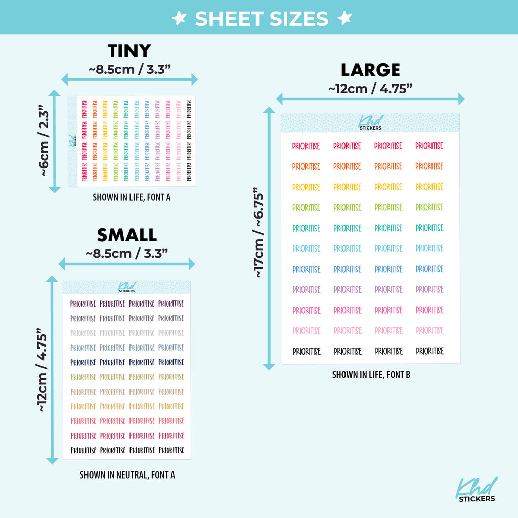 Prioritise Planner Stickers Small