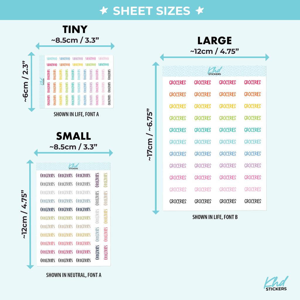 Groceries Planner Stickers Small