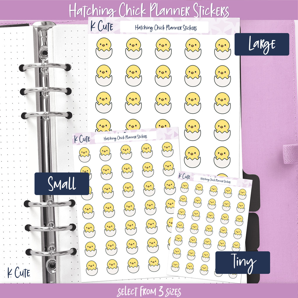 Kawaii Hatching Chick – Cute Spring Planner Stickers Small