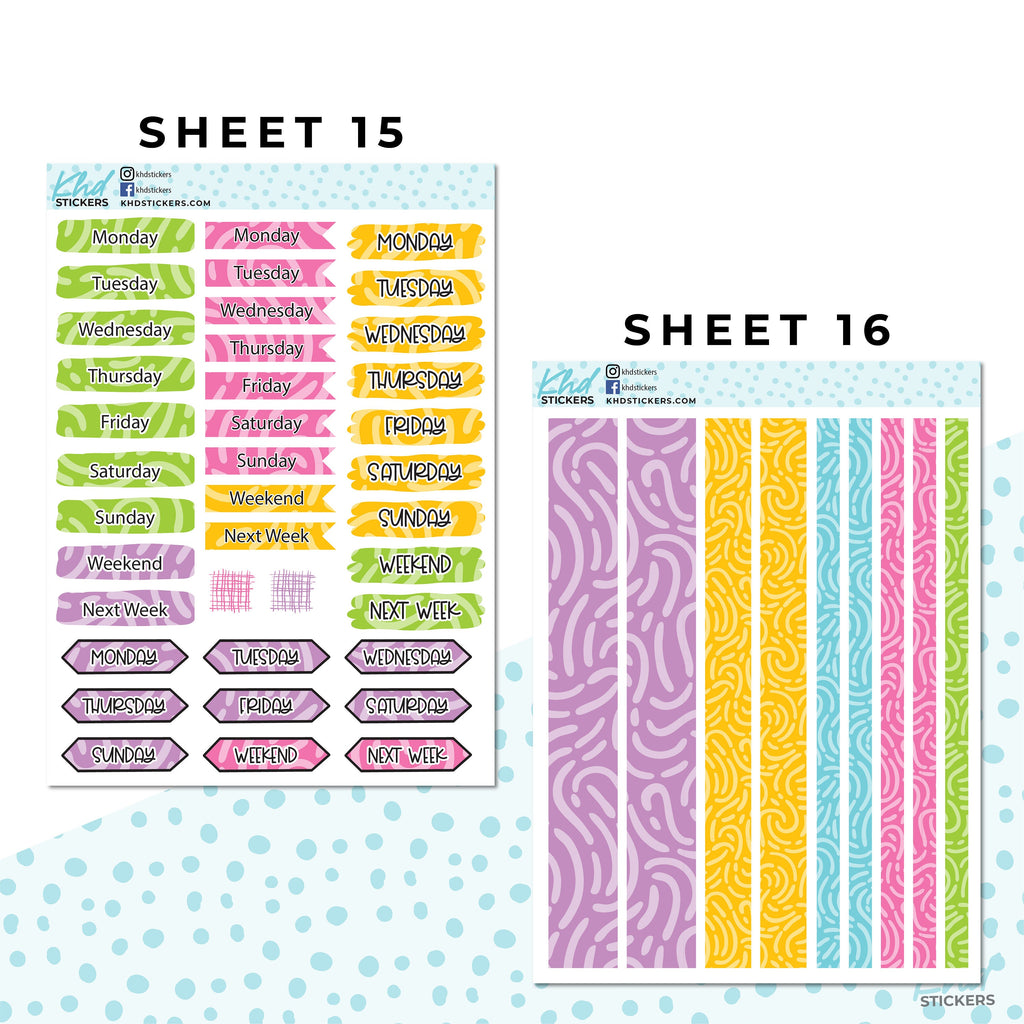 16 Sheets - Monthly Functional Planner Sticker Kit - Carnation - Planner Stickers - Kit 4811