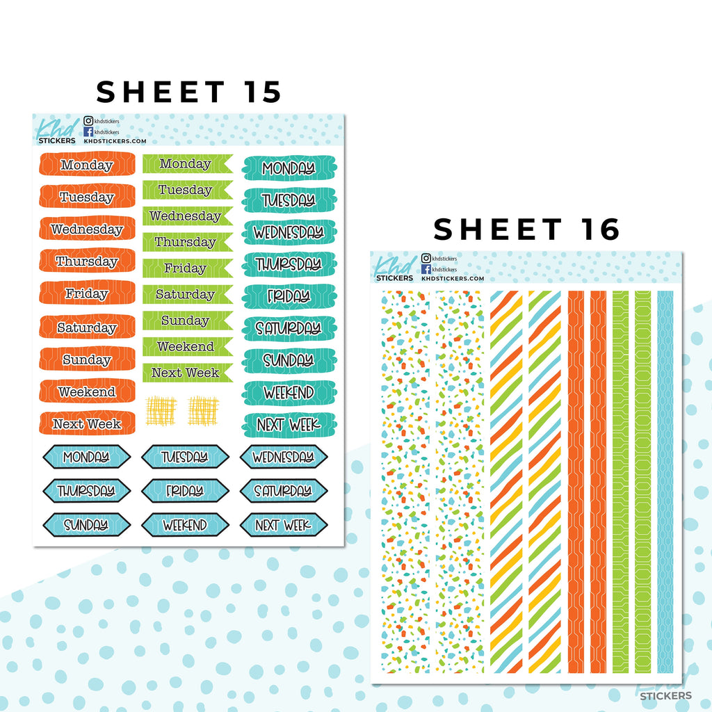 Monthly Functional Planner Sticker Kit - Bright Sherbet