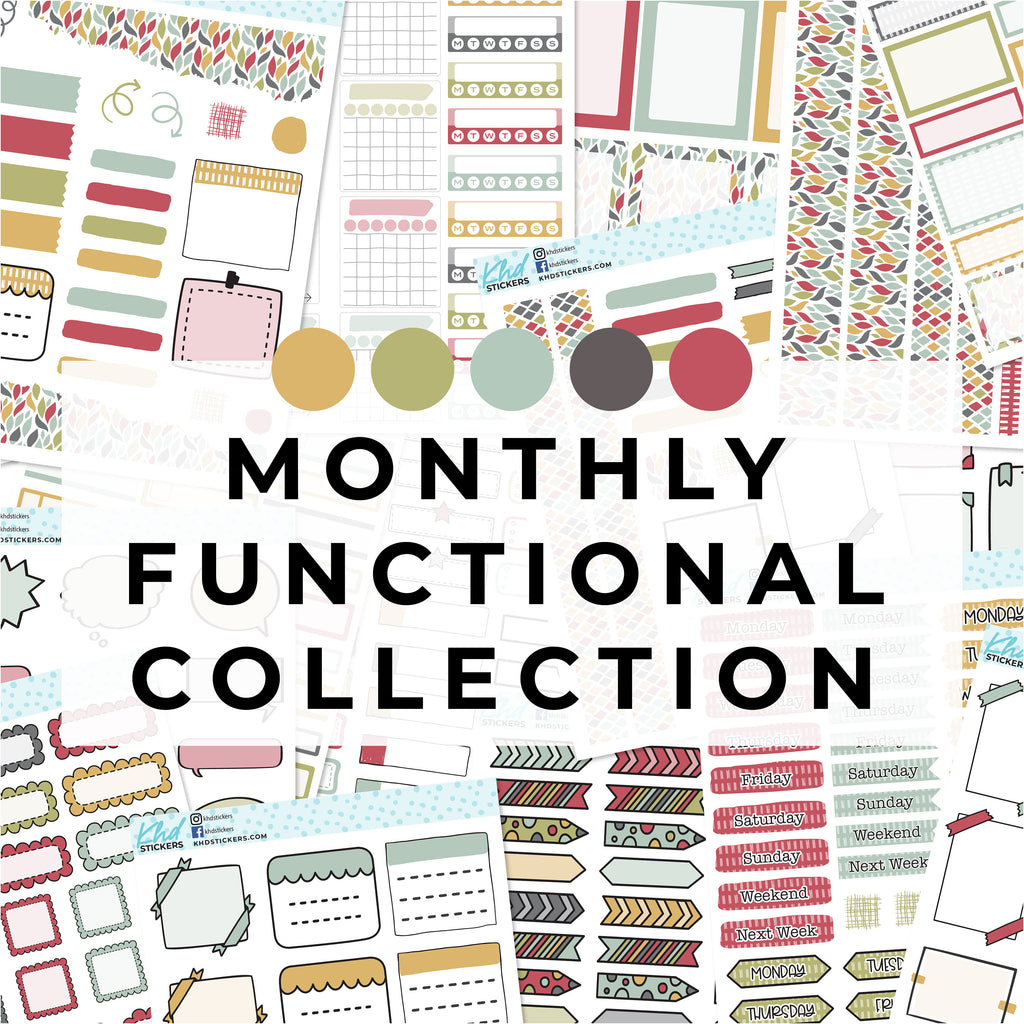 Monthly Functional Planner Sticker Kit - Nan's Kitchen - Planner Stickers - Kit 4808