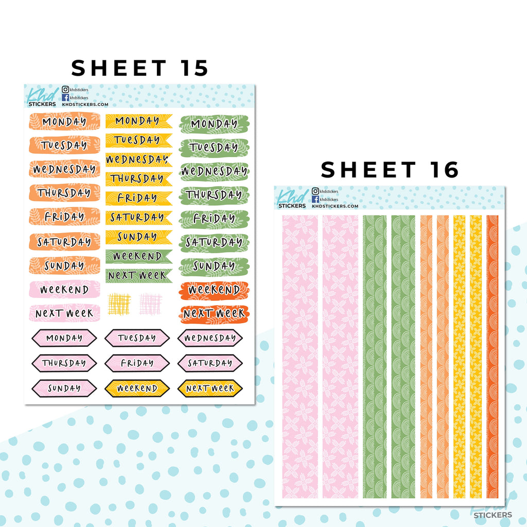 16 Sheets - Monthly Functional Planner Sticker Collection - Planner Stickers - Kit 4812