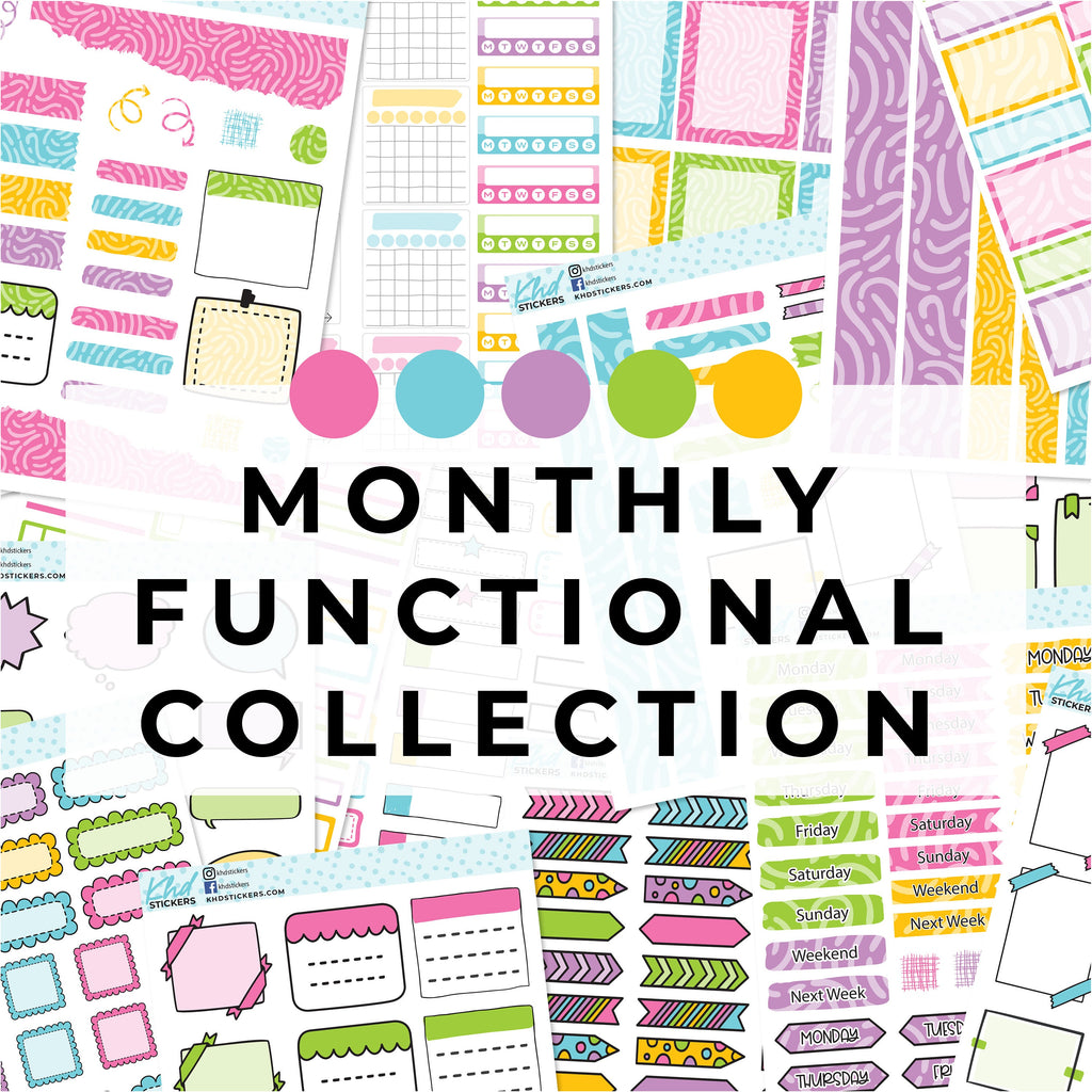 16 Sheets - Monthly Functional Planner Sticker Kit - Carnation - Planner Stickers - Kit 4811