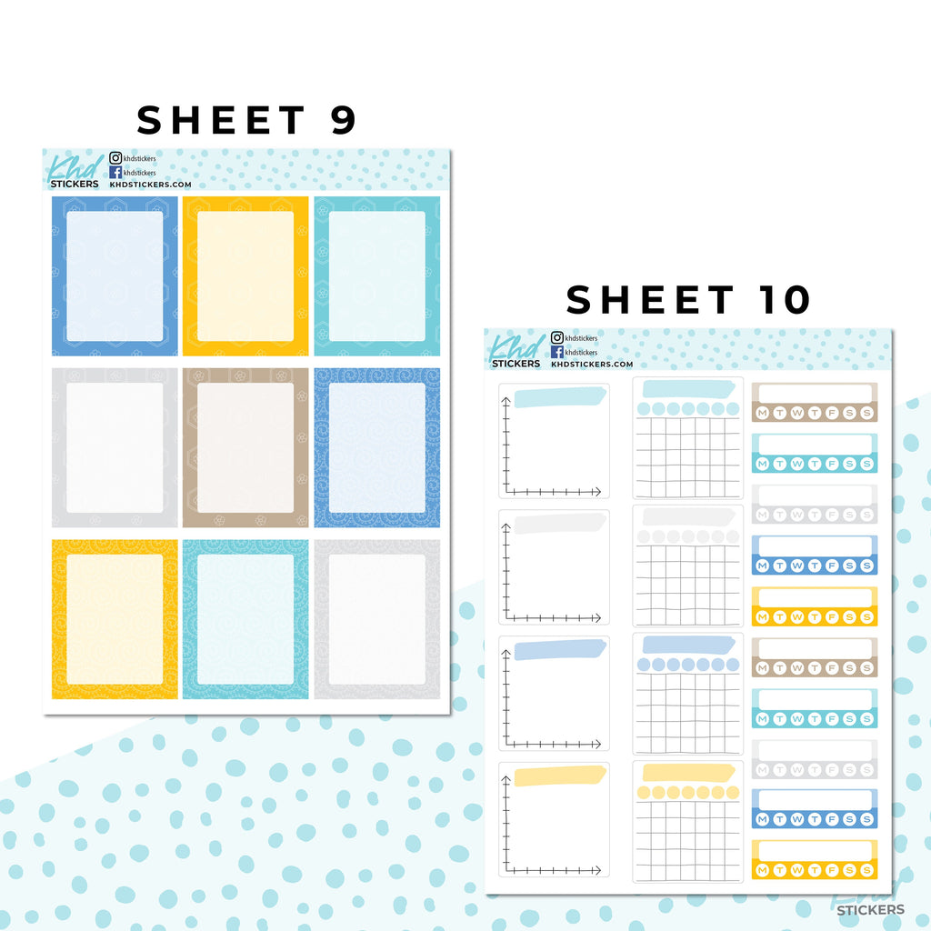 16 Sheets - Monthly Functional Planner Sticker Kit - Summer - Planner Stickers - Kit 4816