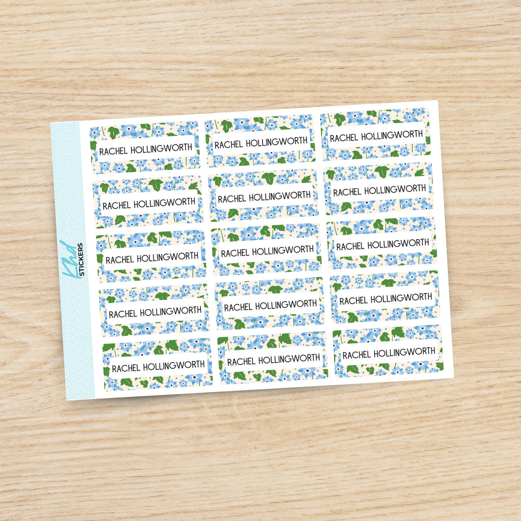 Floral Patterned Name Labels, Personalised Stickers for Everyone, Assorted Colours and Designs in Store