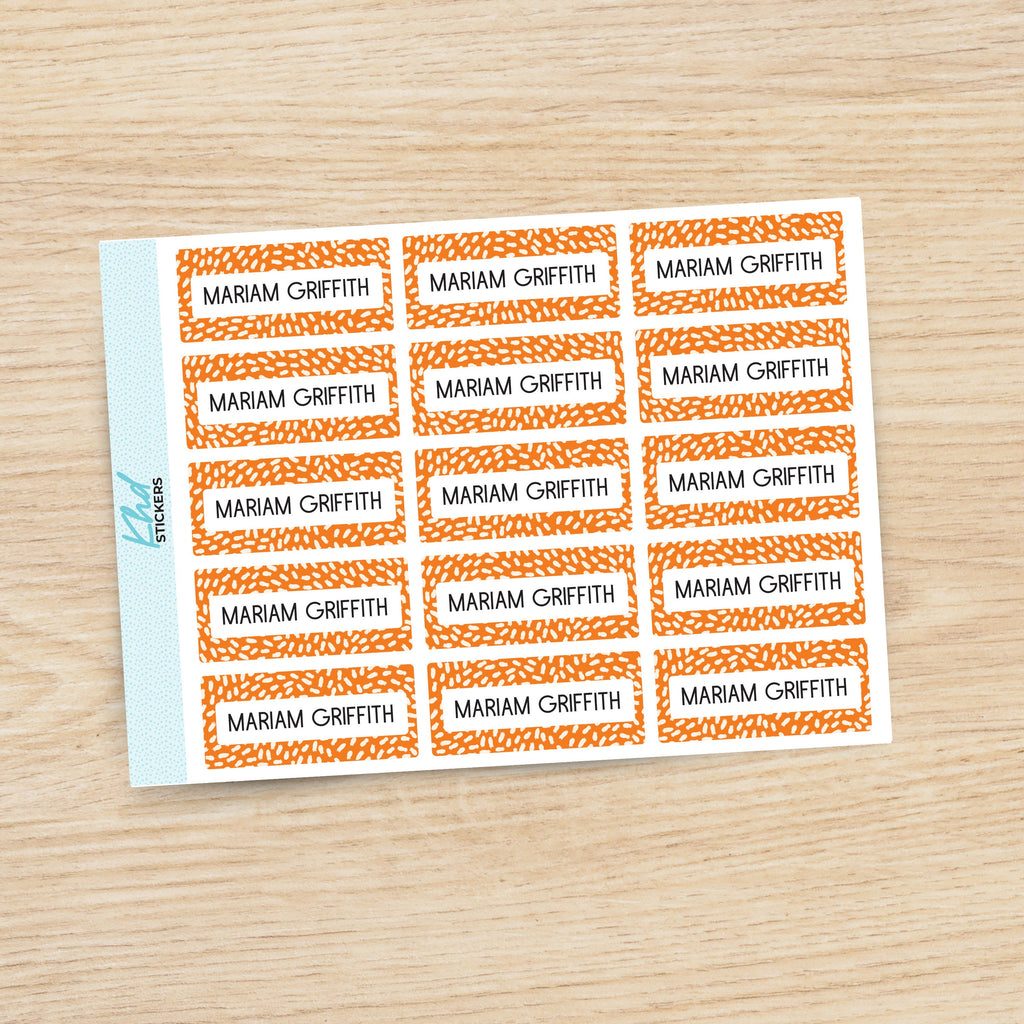 Pretty Patterned Name Labels, Personalised Stickers for Everyone, Assorted Colours and Designs in Store